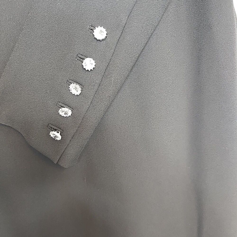Talbots Size 6 Black Shift Dress‎ Crepe Long Sleeve Crystal Jeweled Buttons Cuff - Picture 10 of 13